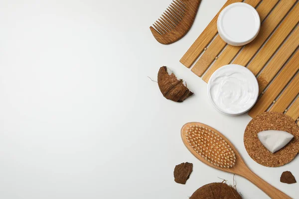 stock image Concept of body and skin care accessories - coconut cosmetic