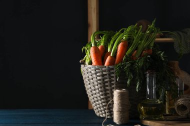 Taze havuç, hasat kavramı, metin için yer.