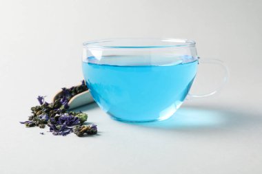 Concept of tasty hot drink, Anchan tea, close up