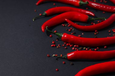 Sıcak ve baharatlı malzemeler kavramı - kırmızı acı biber