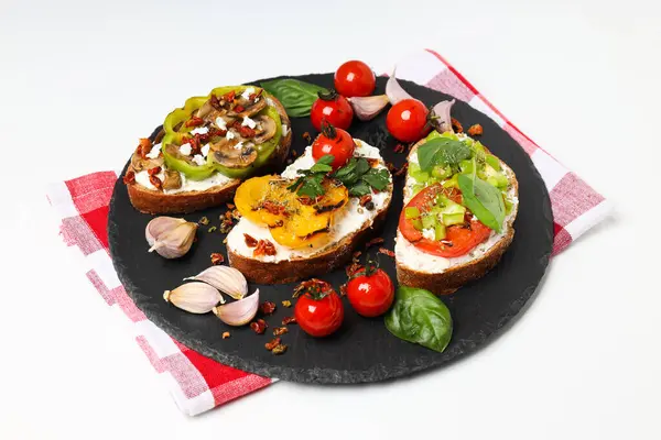 Tostadas Con Sabrosas Verduras Parrilla Concepto Delicioso Aperitivo — Foto de Stock