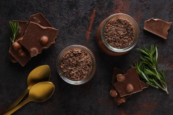 Концепция Вкусной Сладкой Пищи Шоколадный Мусс — стоковое фото