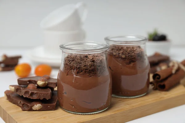 Conceito Comida Deliciosa Doce Mousse Chocolate — Fotografia de Stock