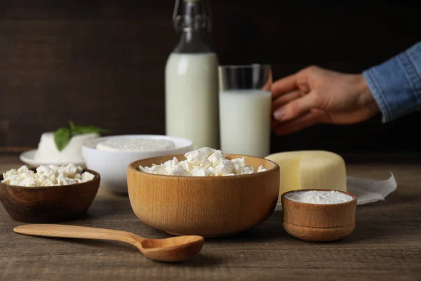 stock image Concept of tasty food - different dairy products