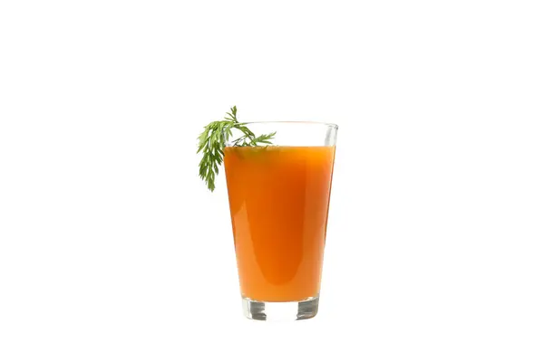 Gesundes Getränk Karottensaft Isoliert Auf Weißem Hintergrund — Stockfoto