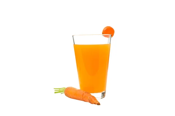 Gesundes Getränk Karottensaft Isoliert Auf Weißem Hintergrund — Stockfoto