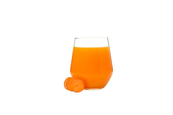 Bebida Saudável Sumo Cenoura Isolado Sobre Fundo Branco — Fotografia de Stock