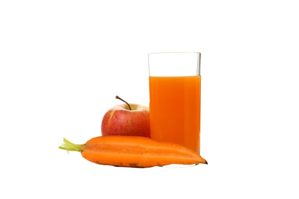 Здоровый Напиток Морковный Сок Изолированный Белом Фоне — стоковое фото