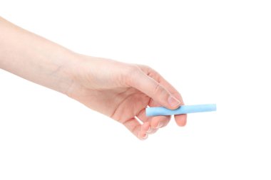 Beyaz arkaplanda izole edilmiş tebeşirli el, PNG