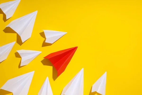 stock image Business, startup and sponsorship concept with paper planes on yellow background