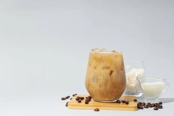 Cold Drink Refreshing Ice Coffee Space Text — Stock Photo, Image
