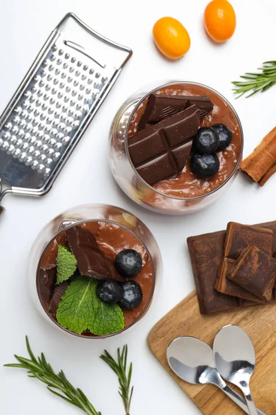 Концепция Вкусной Сладкой Пищи Шоколадный Мусс — стоковое фото