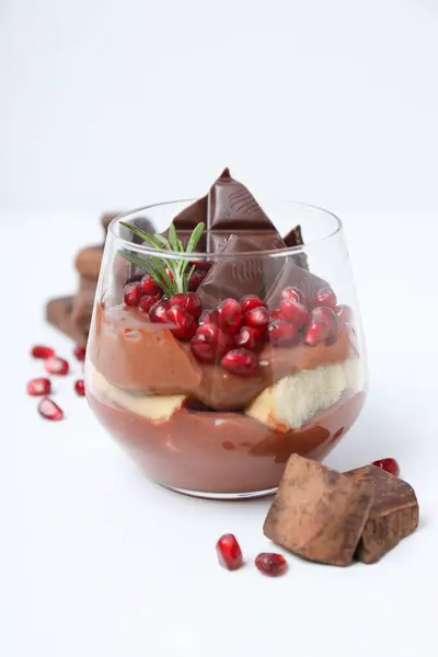 Conceito Comida Deliciosa Doce Mousse Chocolate — Fotografia de Stock