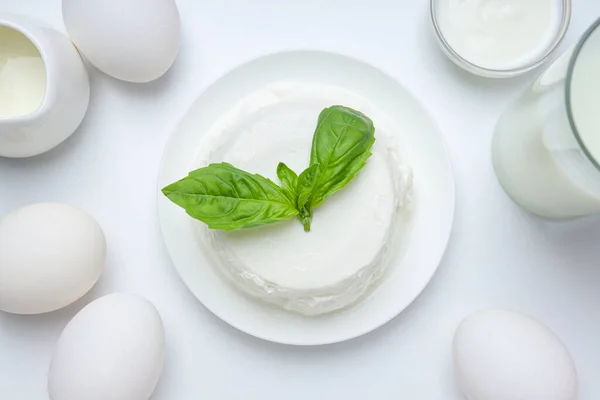 stock image Concept of tasty food - different dairy products