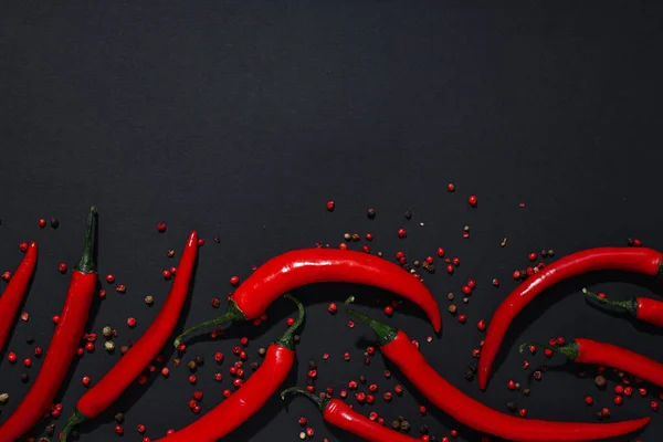 Fogalom Forró Fűszeres Összetevők Piros Forró Chili Paprika — Stock Fotó