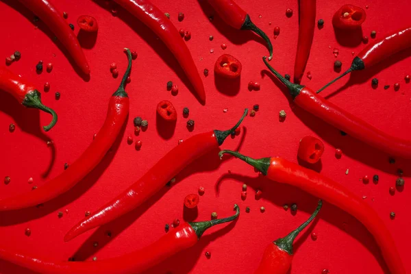 Koncepcja Gorących Pikantnych Składników Czerwona Papryka Chili — Zdjęcie stockowe