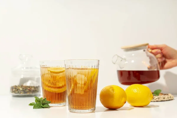 Чай Льдом Напиток Освежения Жаркую Летнюю Погоду — стоковое фото
