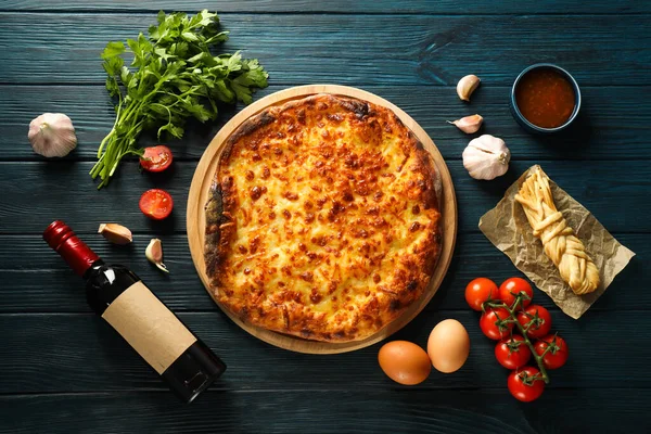 stock image National Georgian cuisine food, flour product - Khachapuri