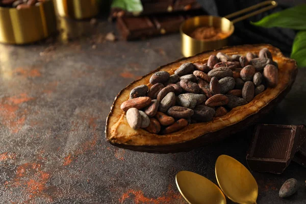 Концепция Свежей Ароматной Пищи Бобы Какао — стоковое фото