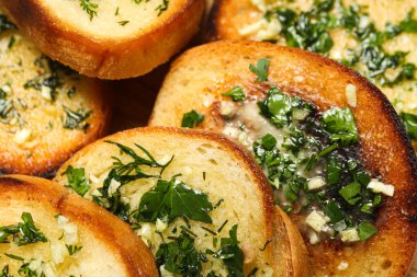 Lezzetli tostlar sarımsak, ev yapımı ürünler aperatif.