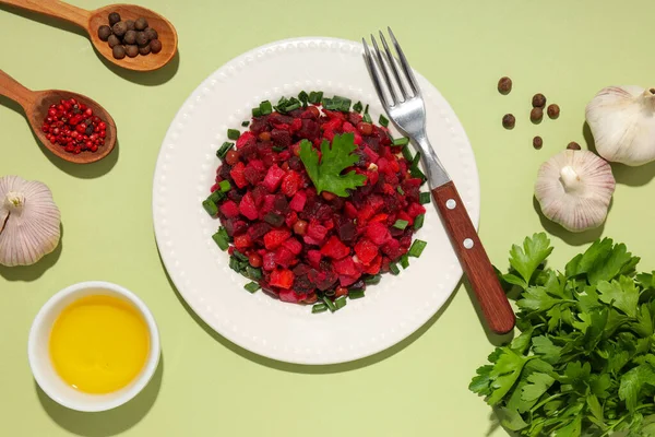 stock image Concept of tasty food, cold dish - Vinaigrette salad