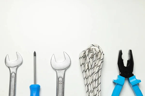 stock image Concept of different work accessories, engineering supplies and tools