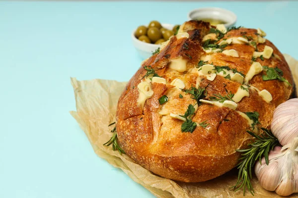 stock image Tasty bakery product - garlic bread, homemade bread