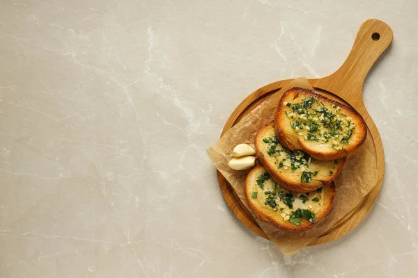 ニンニクとおいしいトースト 自家製製品前菜 — ストック写真