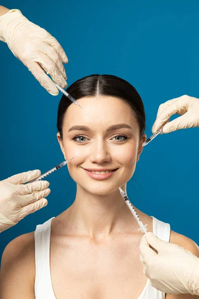 Concept of beauty and botox with young woman