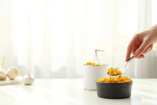 stock image Canned food in blank metal jars, concept of canned food