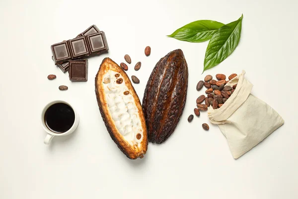 Begreppet Färska Och Aromatiska Livsmedel Kakaobönor — Stockfoto