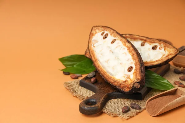 Concepto Alimento Fresco Aromático Granos Cacao — Foto de Stock