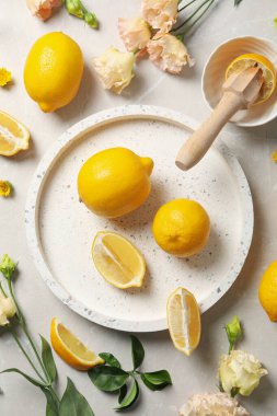 Lezzetli turunçgil meyvesi kavramı. Lezzetli limon.