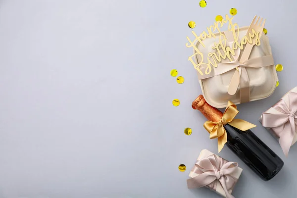 Concept Van Felicitatie Viering Met Bento Cake Doos — Stockfoto