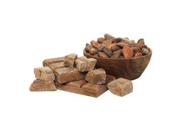 PNG, çikolata yapımında kullanılan malzeme - kakao, beyaz arka planda izole edilmiş.