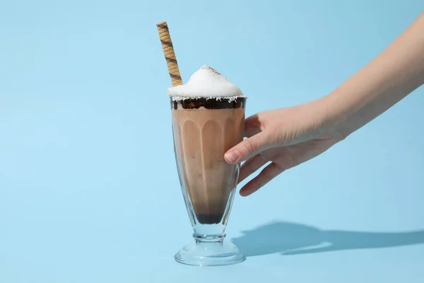 Konzept Des Leckeren Süßen Getränks Schokoladen Milchshake — Stockfoto