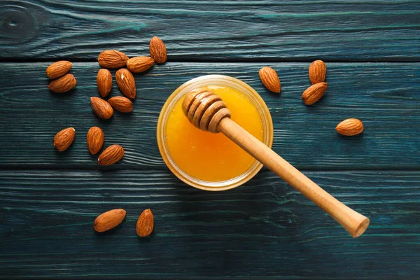 stock image Concept of tasty and sweet food - honey with nuts