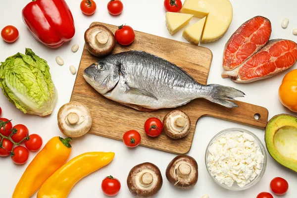 Olika Produkter Begreppet Livsmedel Ingredienser För Matlagning — Stockfoto