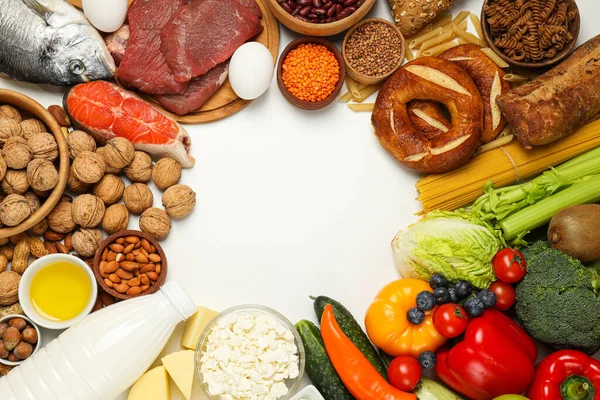 Olika Produkter Begreppet Livsmedel Ingredienser För Matlagning — Stockfoto
