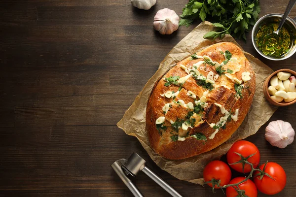 Tasty Bakery Product Garlic Bread Homemade Bread — Stock Photo, Image