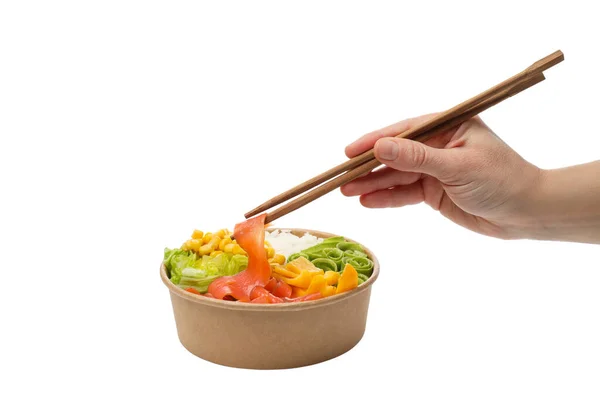 Png Konzept Des Mittagessens Papierschüssel Mit Essen Isoliert Auf Weißem — Stockfoto