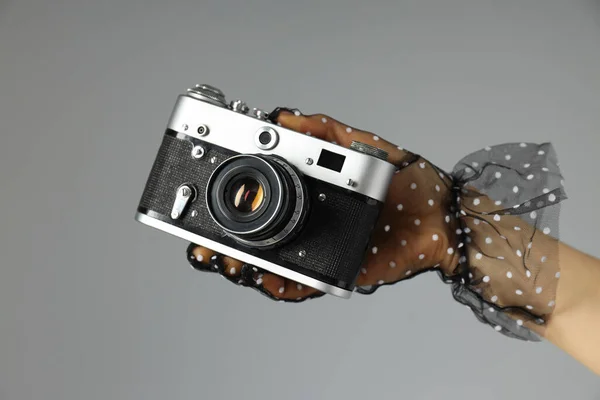 Concept Van Vrijetijdsbesteding Fotohobby Met Retro Fotocamera — Stockfoto