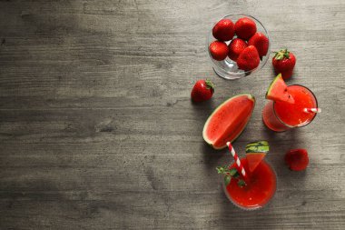 Taze ve lezzetli yaz içeceği kavramı - karpuz püresi