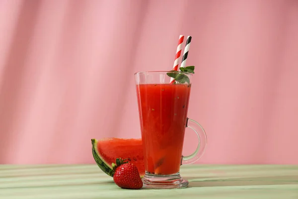 Concept Fresh Tasty Summer Drink Watermelon Smoothie — Stock Photo, Image