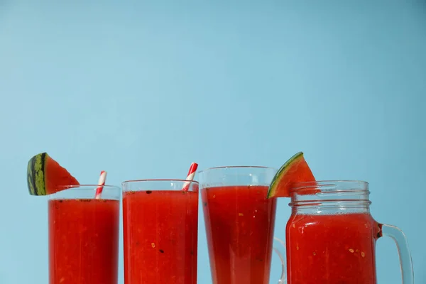 Begrip Fris Smakelijk Zomerdrankje Watermeloen Smoothie — Stockfoto