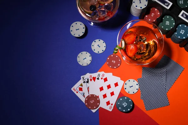 Pokerspiel Und Glücksspiel Von Oben Gesehen — Stockfoto