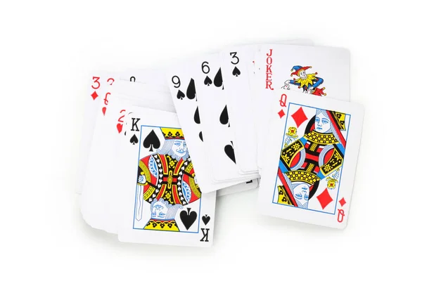 Pokerspiel Und Glücksspiel Isoliert Auf Weißem Hintergrund — Stockfoto
