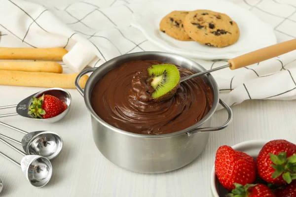 stock image Concept of tasty sweet food - chocolate fondue