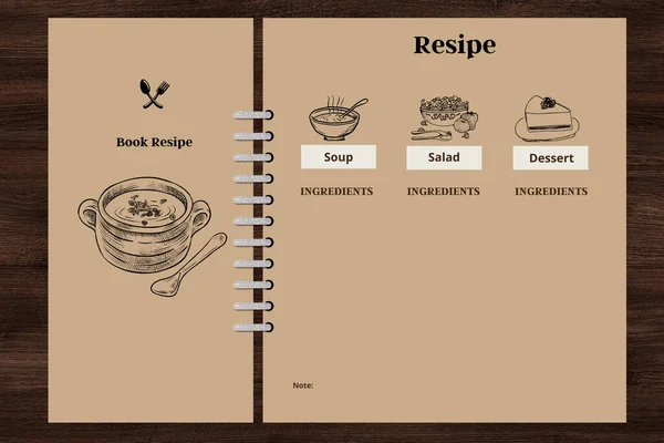 Έννοια Της Μαγειρικής Και Την Προετοιμασία Των Τροφίμων Βιβλίο Συνταγών — Φωτογραφία Αρχείου