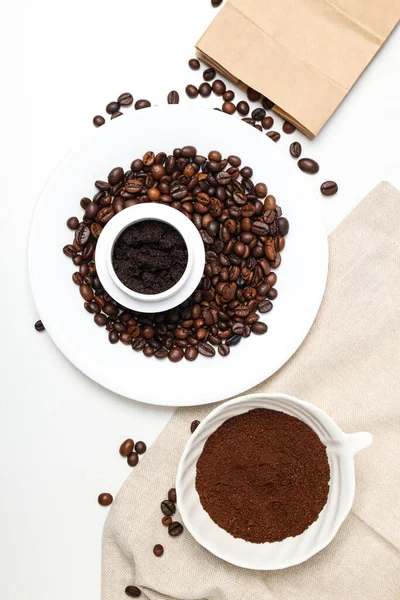 Concept Van Huid Gezichtsverzorging Koffie Scrub — Stockfoto